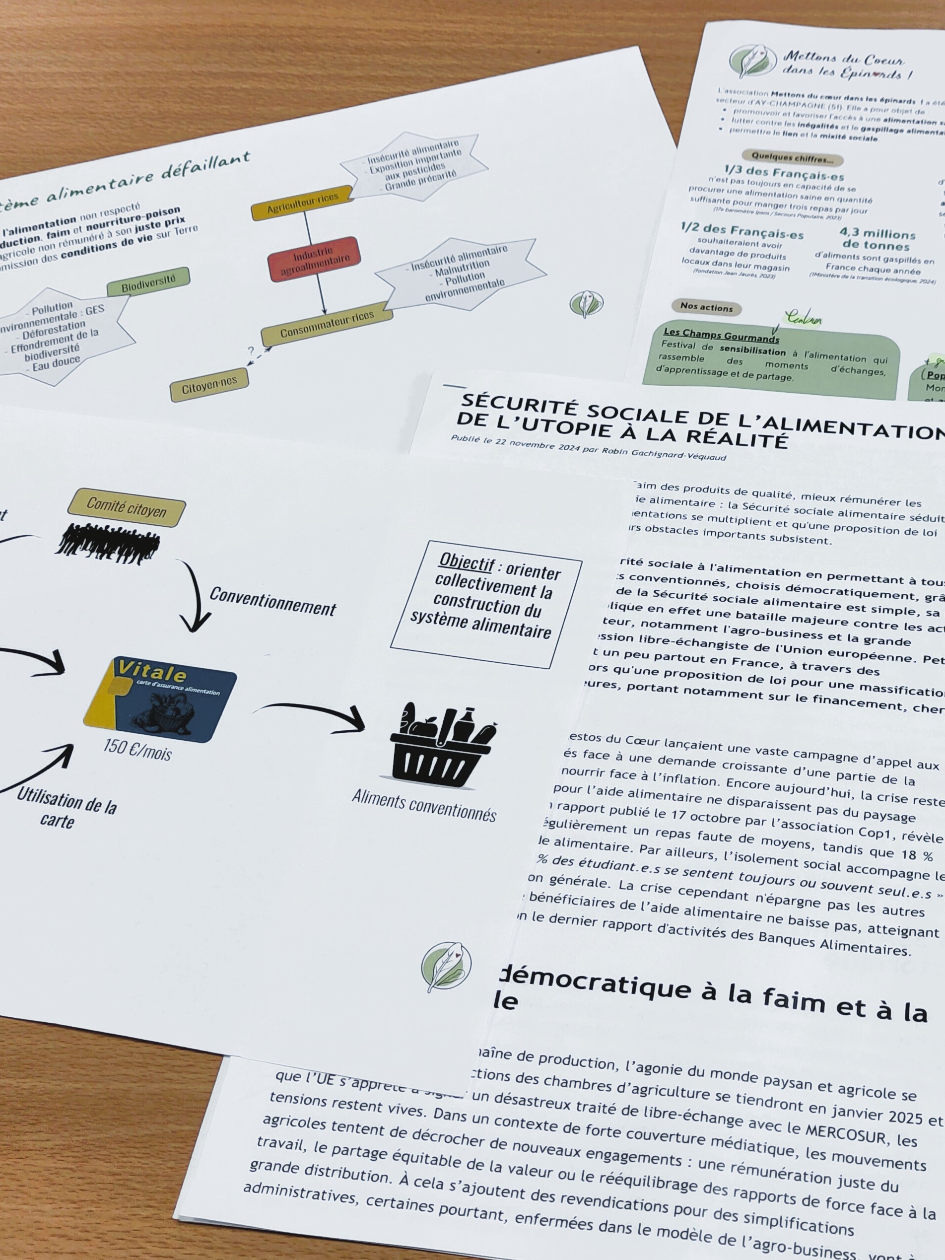 Photo de documents de sensibilisation sur notre système alimentaire